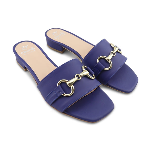 Sandali morsetta blu in pelle