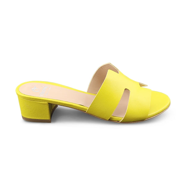 Ciabatta giallo in pelle tacco 30