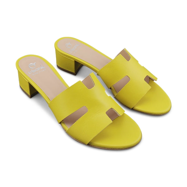 Ciabatta giallo in pelle tacco 30