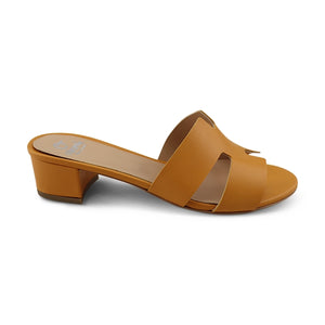 Ciabatta arancio in pelle tacco 30