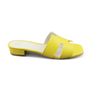 Ciabatta giallo in pelle tacco 20