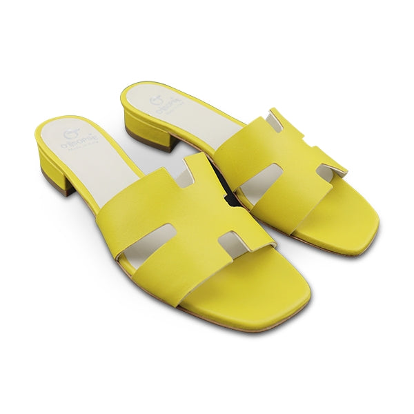 Ciabatta giallo in pelle tacco 20