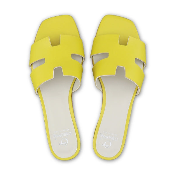 Ciabatta giallo in pelle tacco 20