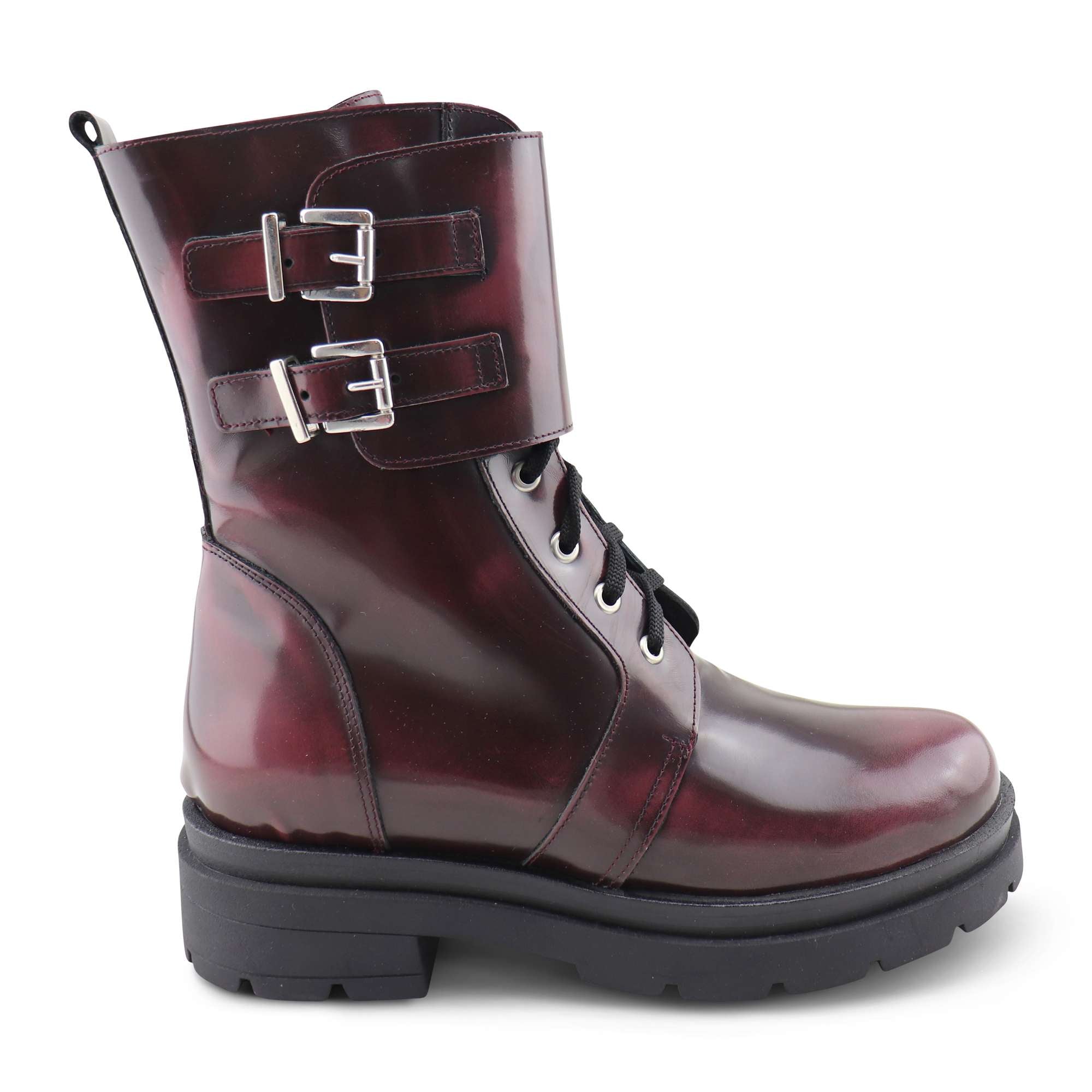 Anfibi bordeaux in pelle spazzolata