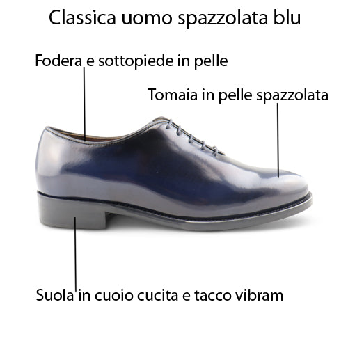 Blue polished leather Oxford shoes