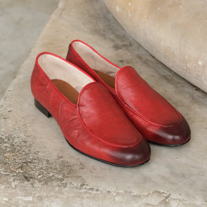 Slippers rossa in pelle stropicciata