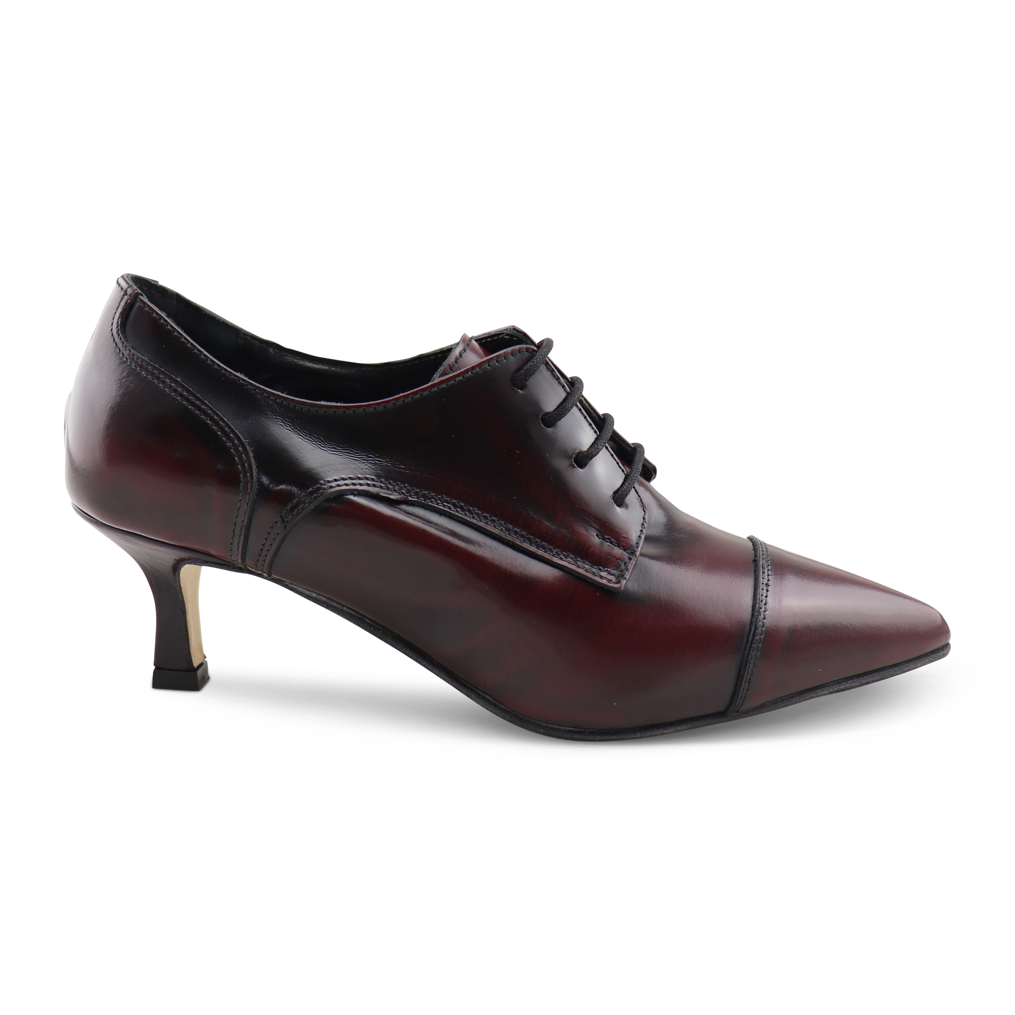 Stringata Donna in Pelle Bordeaux Spazzolato - Tacco 5 cm