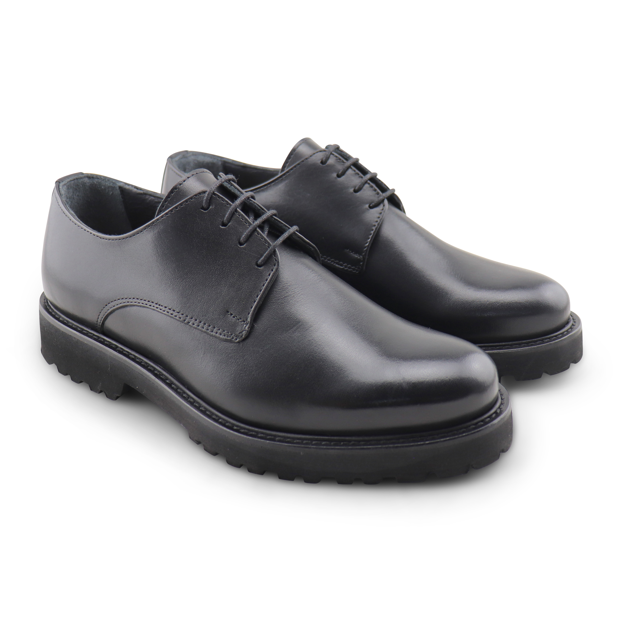 Derby vibram nero in pelle