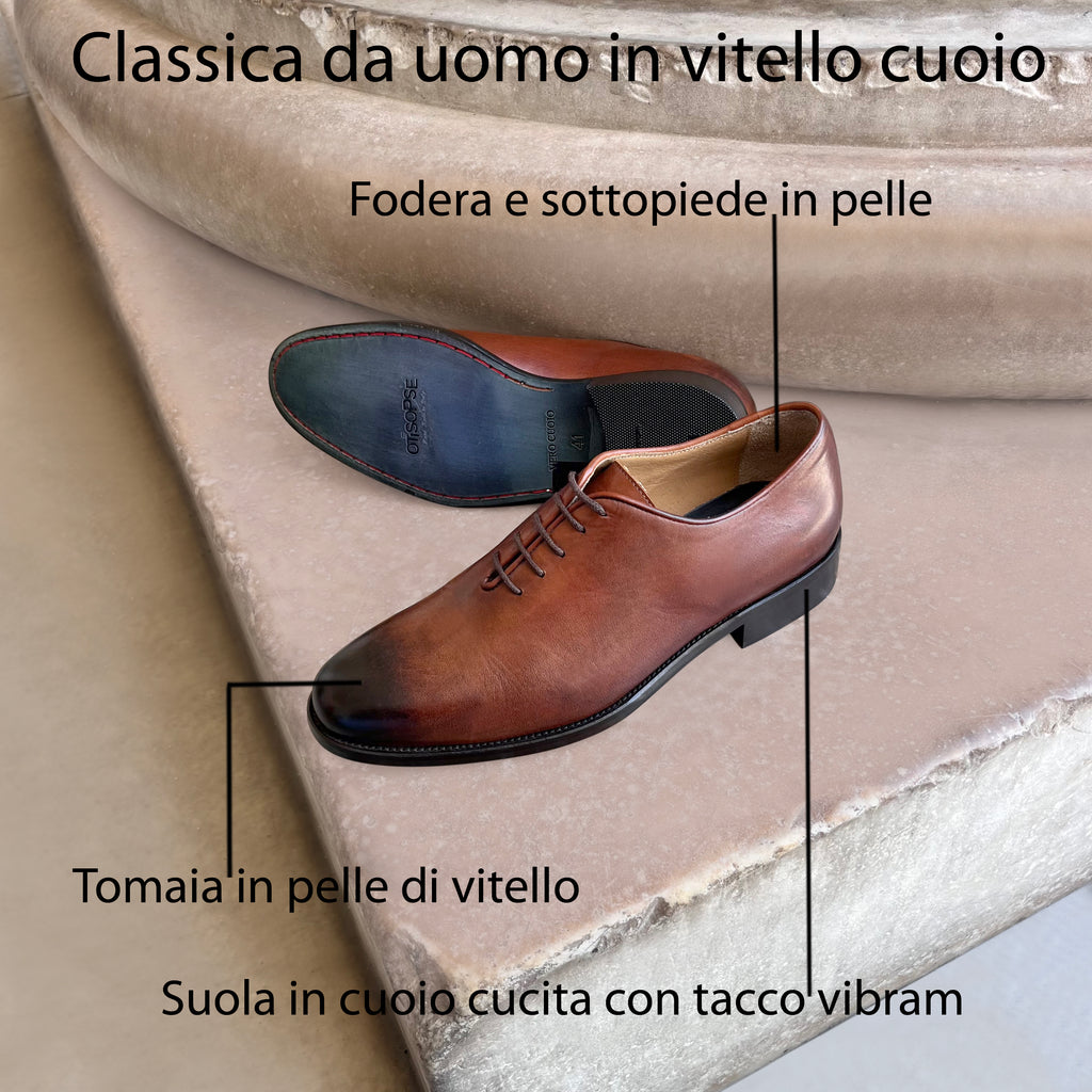 Scarpe Francesine da uomo in pelle color cuoio – Otisopse