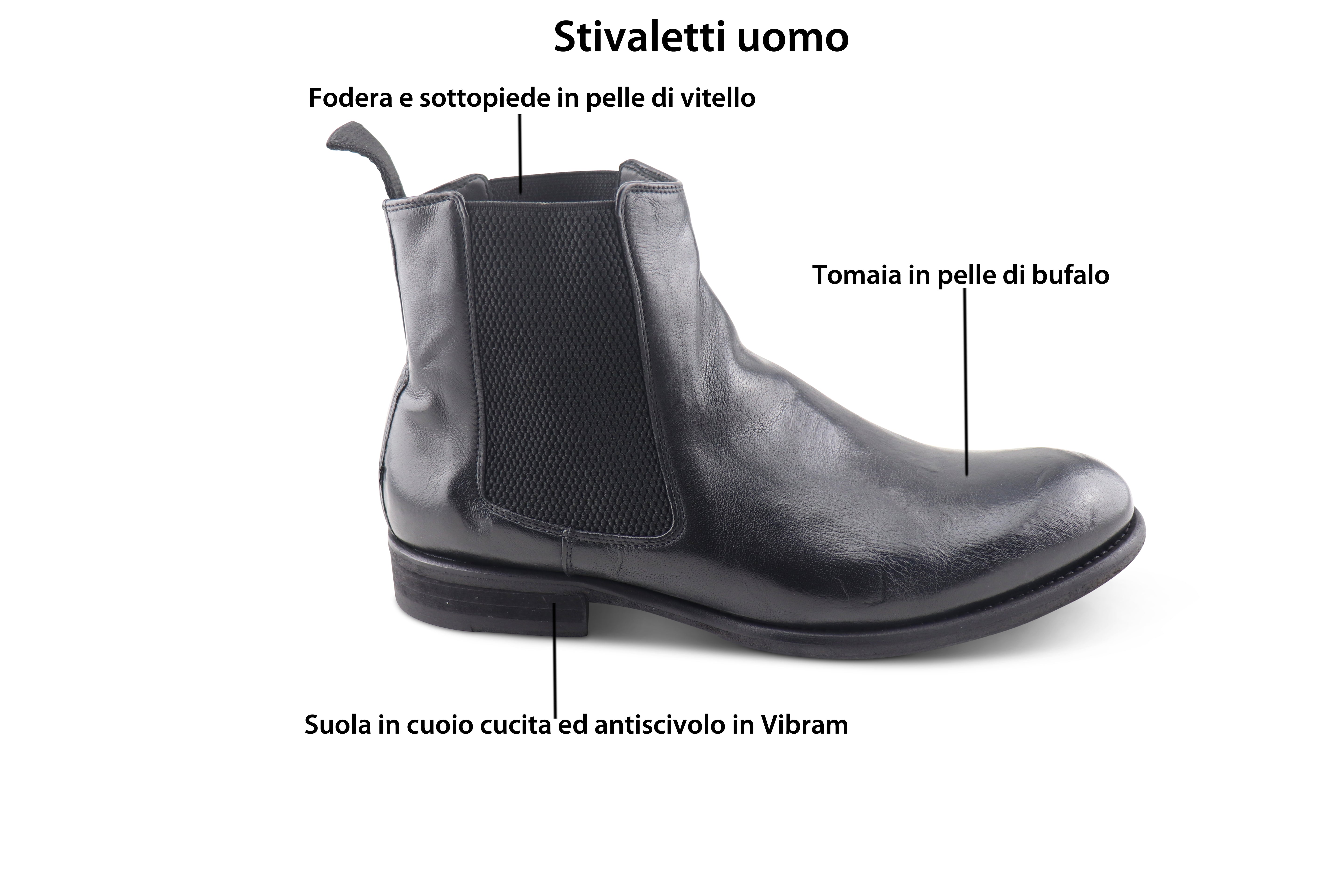 Stivaletti uomo neri in pelle