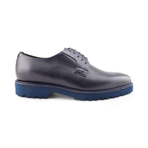 Scarpe Derby da uomo in pelle blu