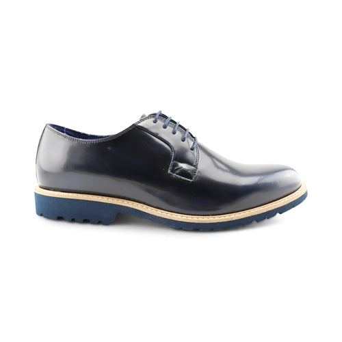 Scarpe derby da uomo blu in pelle