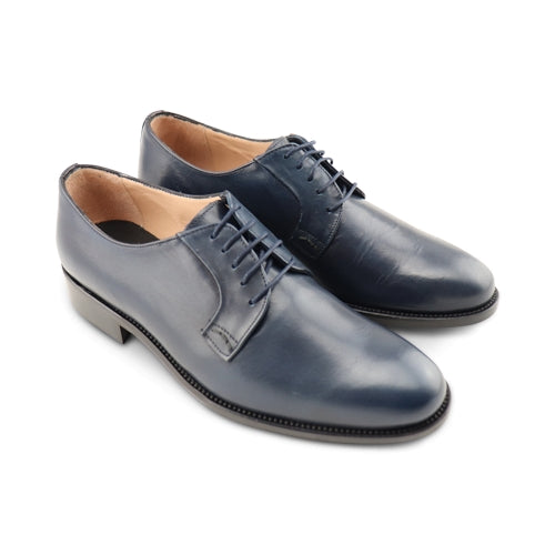 Scarpe Derby blu in pelle liscia