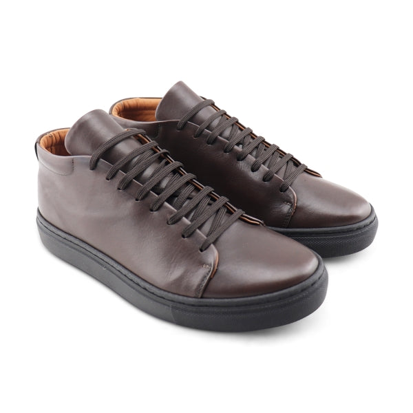 Sneakers alte in pelle testa di moro