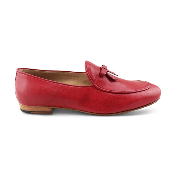 Slippers rosso in pelle stropicciata