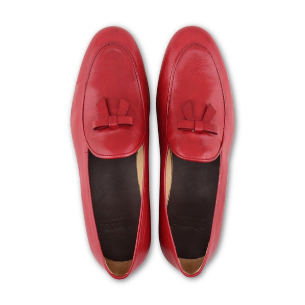 Slippers rosso in pelle stropicciata