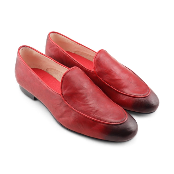 Slippers rossa in pelle stropicciata