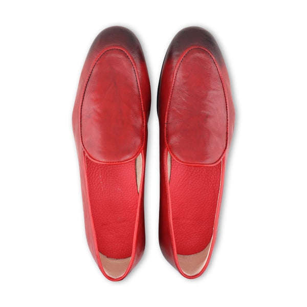 Slippers rossa in pelle stropicciata