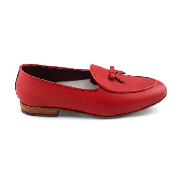 Slippers da donna rosse in pelle