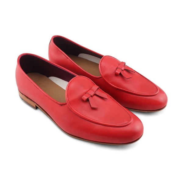 Slippers da donna rosse in pelle