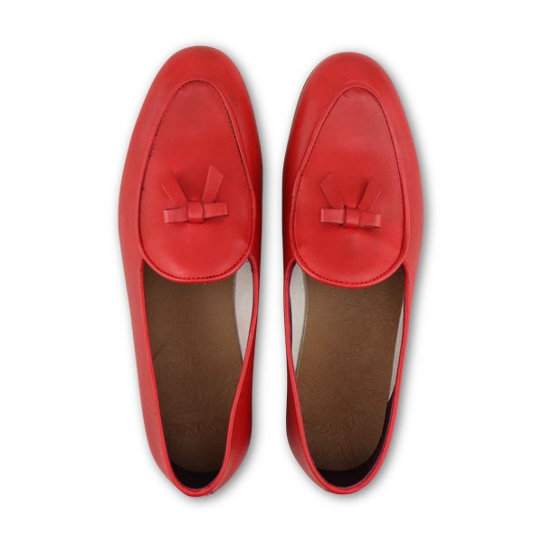 Slippers da donna rosse in pelle