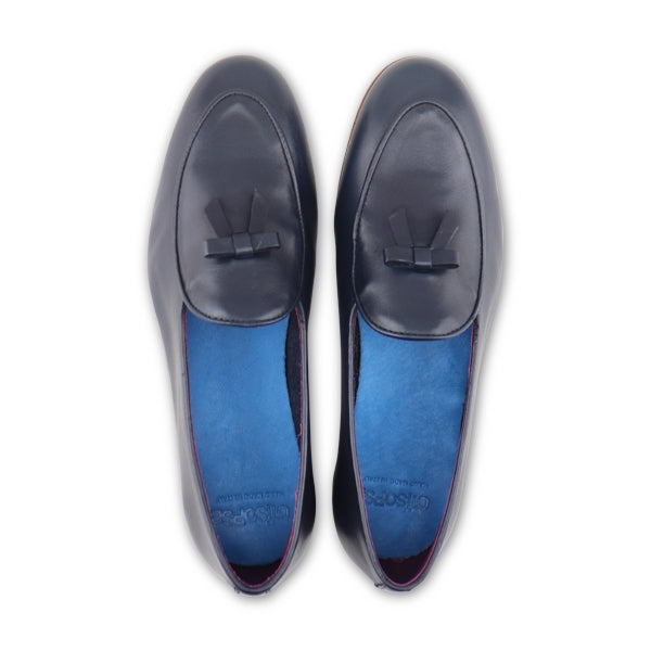 Slippers in pelle blu