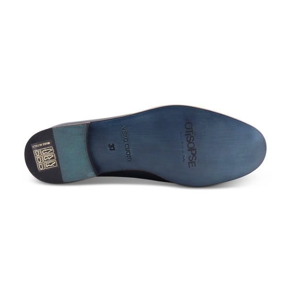 Slippers in pelle blu