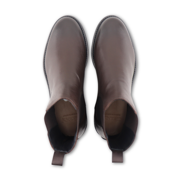 Dark brown leather ankle boots with Vibram sole